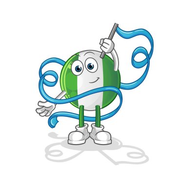 Nijerya bayrağı Ritmik Jimnastik maskotu. çizgi film vektörü