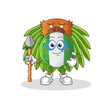 Nijerya bayrağı kabile maskotu. çizgi film vektörü