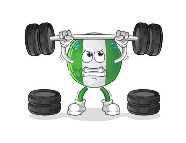 Halter karakterini kaldıran Nijerya bayrağı. çizgi film maskotu vektörü