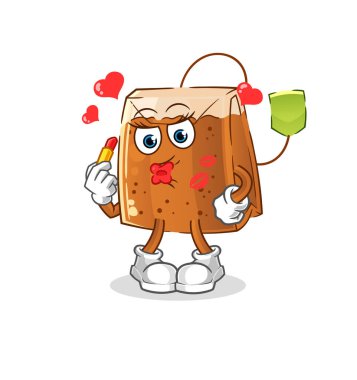 Çay poşeti maskot. çizgi film vektörü