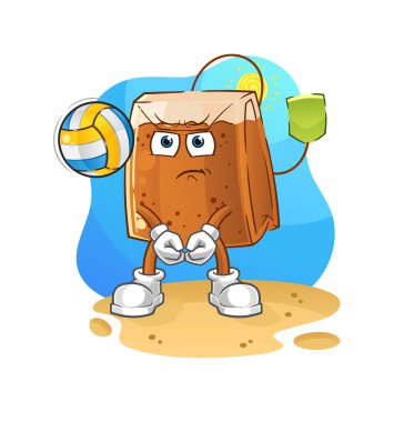 Çay poşeti voleybol maskotu. çizgi film vektörü