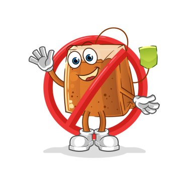 Çay poşeti maskotuna hayır de. çizgi film vektörü