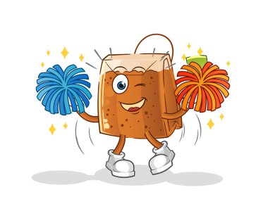 Çay poşeti ponpon kız çizgi filmi. çizgi film maskotu vektörü