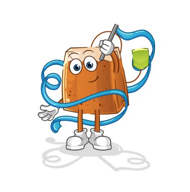 Çay poşeti Ritmik Jimnastik maskotu. çizgi film vektörü