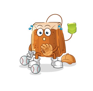 Beyzbol topu yakalayıcı çizgi filmi. çizgi film maskotu vektörü