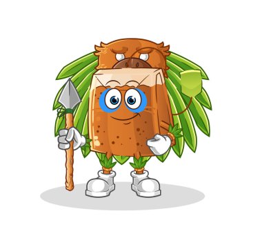 Çay poşeti kabile maskotu. çizgi film vektörü