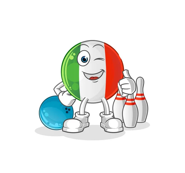 Italy Flag Play Bowling Illustration Character Vector — Stock Vector