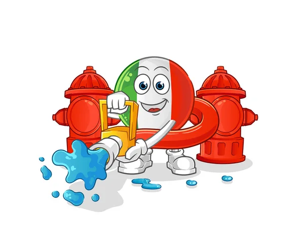 Italy Flag Firefighter Vector Cartoon Character — Stock Vector