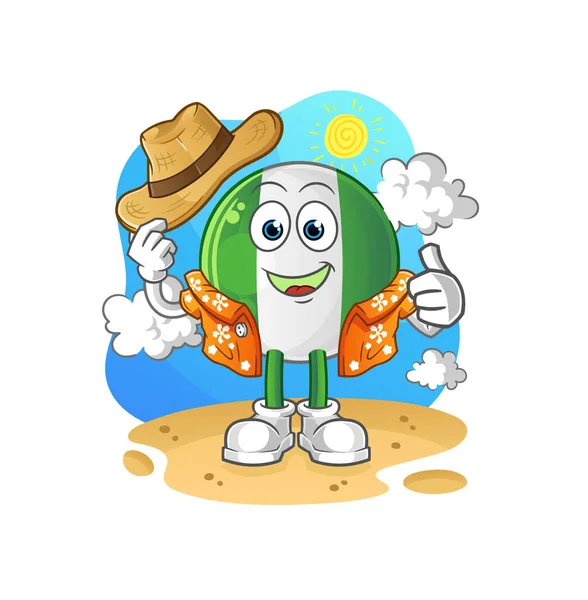 Nigerian Flag Vacation Cartoon Mascot Vector — Stock Vector