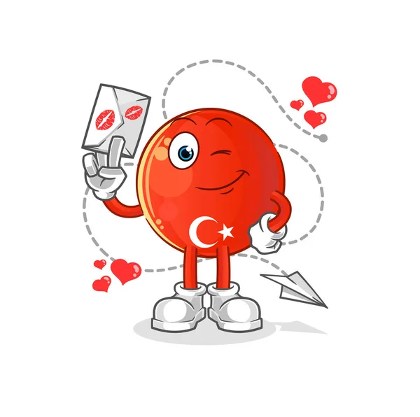 トルコ国旗はラブレターイラストを持っています キャラクターベクトル — ストックベクタ
