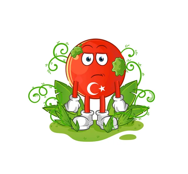 Bandeira Turca Esperando Mascote Muito Longo Vector Dos Desenhos Animados — Vetor de Stock