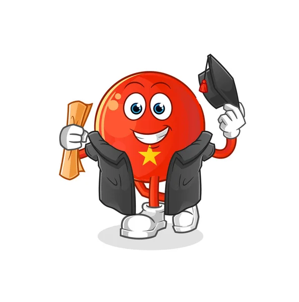 Vector Graduación Bandera Vietnamita Personaje Dibujos Animados — Archivo Imágenes Vectoriales