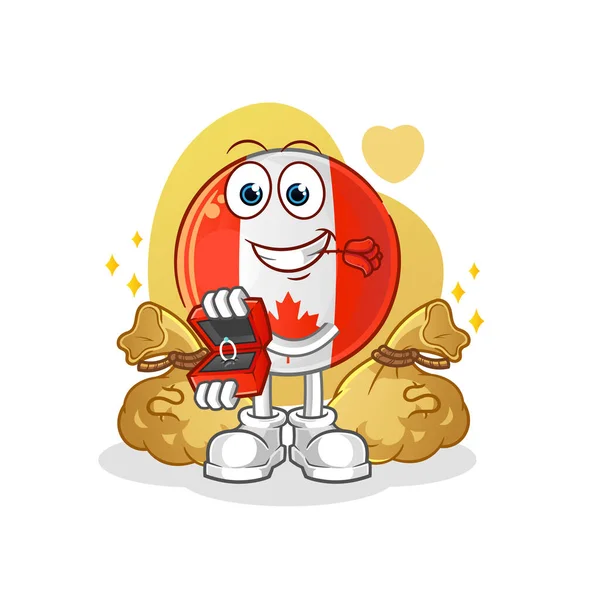 Kanadská Vlajka Žádá Ruku Karikatura Maskot Vektor — Stockový vektor