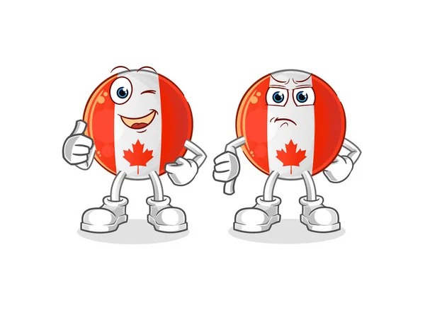 Canada Bandera Pulgares Hacia Arriba Pulgares Hacia Abajo Vector Mascota — Archivo Imágenes Vectoriales