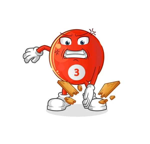 Rode Biljartbal Karate Mascotte Cartoon Vector — Stockvector