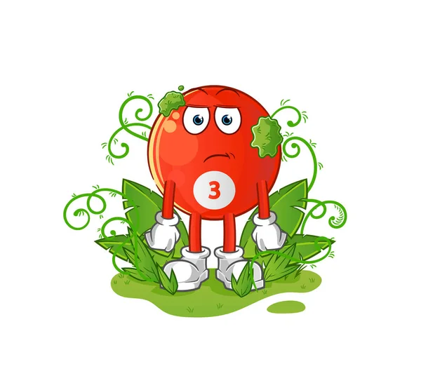 Kırmızı bilardo topu çok uzun bir maskot bekliyor. çizgi film vektörü