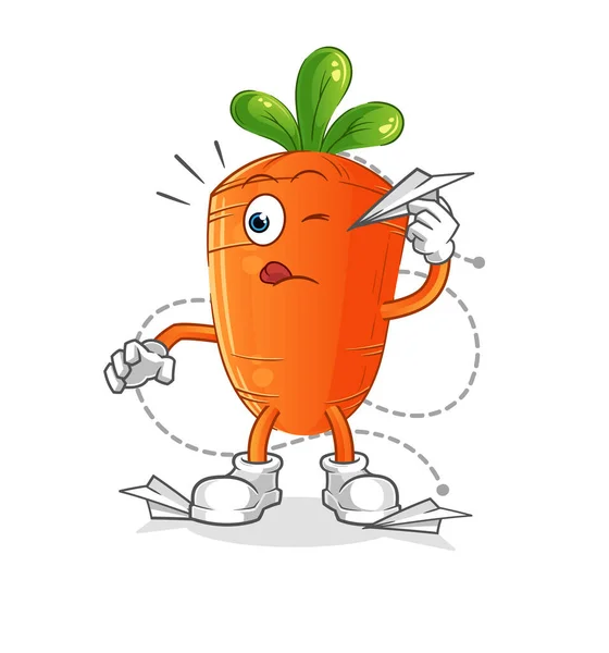Морква Символом Паперової Площини Мультяшний Талісман Вектор — стоковий вектор