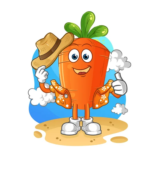 Havuç tatile gider. çizgi film maskotu vektörü