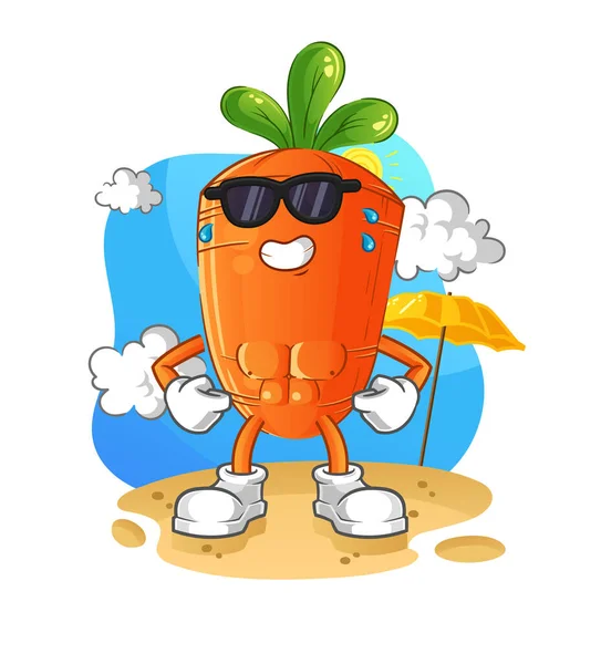 Yazın havuç güneş banyosu. karakter vektörü