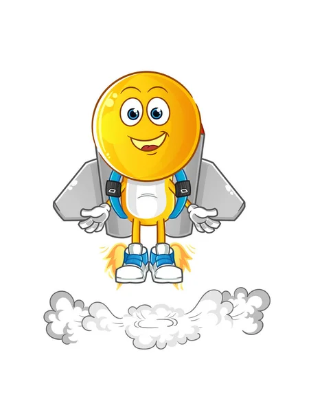 Emoticon Kepala Kartun Dengan Maskot Jetpack Vektor Kartun - Stok Vektor