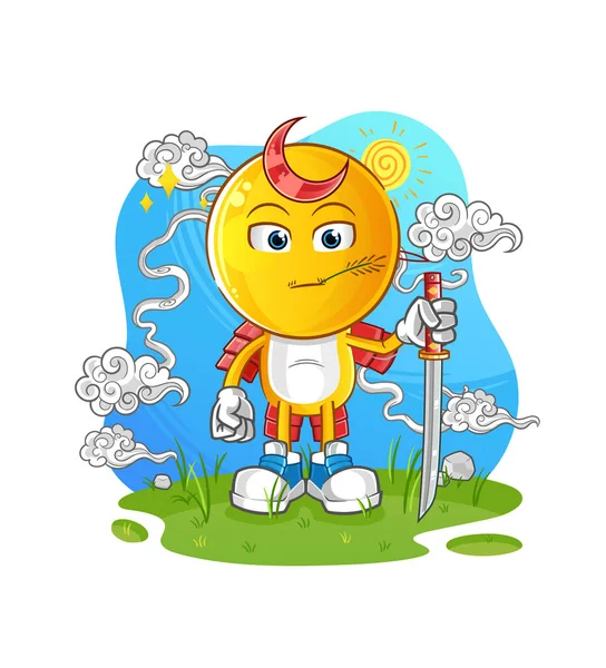 Çizgi film kahramanı samuray. çizgi film maskotu vektörü