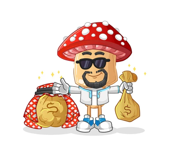 Kırmızı mantar kafalı çizgi film zengin Arap maskotu. çizgi film vektörü