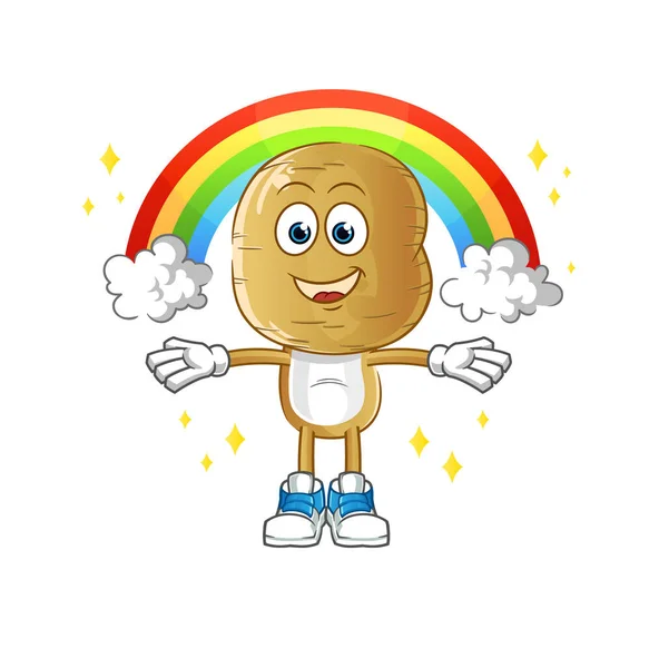 Kartoffelkopf Karikatur Mit Regenbogen Karikaturenvektor — Stockvektor