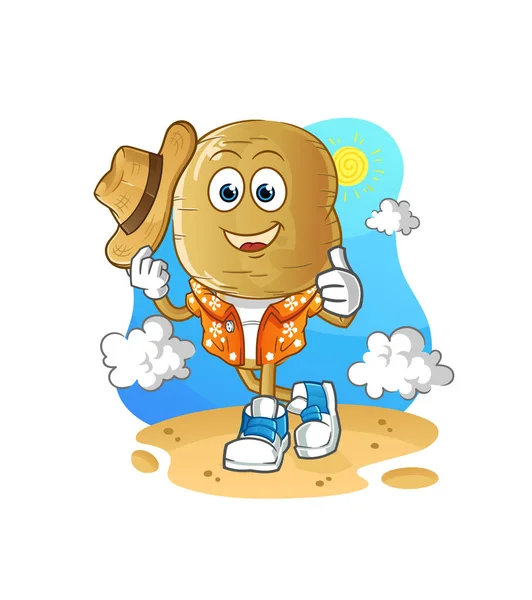 Kartoffelkopf Karikaturen Gehen Den Urlaub Cartoon Maskottchen — Stockvektor