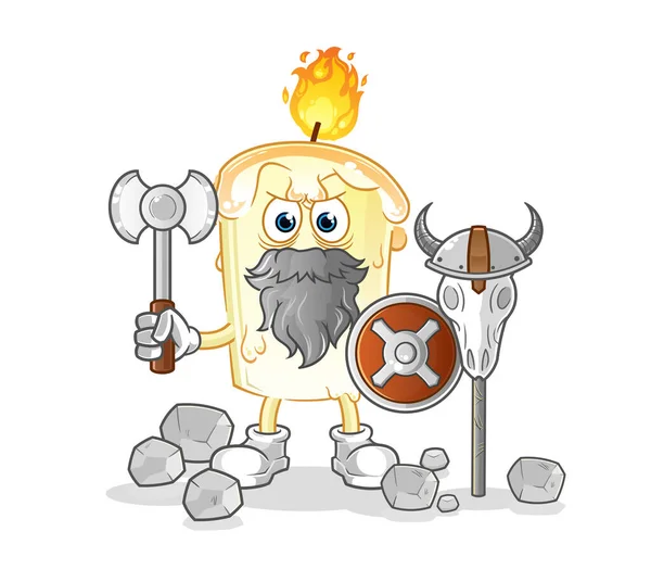 Bougie Viking Avec Une Illustration Hache Vecteur Caractères — Image vectorielle