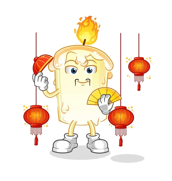 Fener resimli Çin mumu. karakter vektörü