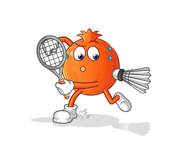 Pomegranate Playing Badminton Illustration Character Vector — Stock Vector