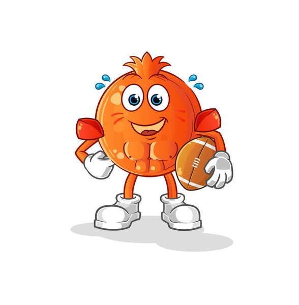 pomegranate playing rugby character. cartoon mascot vector