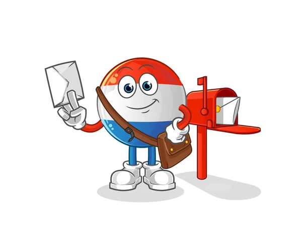 Dutch Flag Postman Vector Cartoon Character — Stock Vector