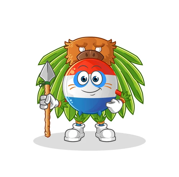 Hollanda bayrağı kabile maskotu. çizgi film vektörü