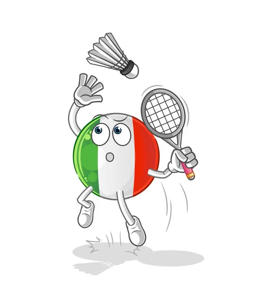 Italy Flag Smash Badminton Cartoon Cartoon Mascot Vector — Stock Vector