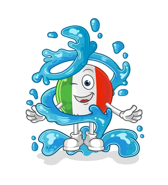 Su maskotlu İtalya bayrağı. çizgi film vektörü