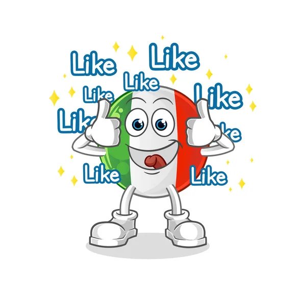 Σημαία Της Ιταλίας Δίνει Πολλά Likes Φορέας Κινουμένων Σχεδίων — Διανυσματικό Αρχείο