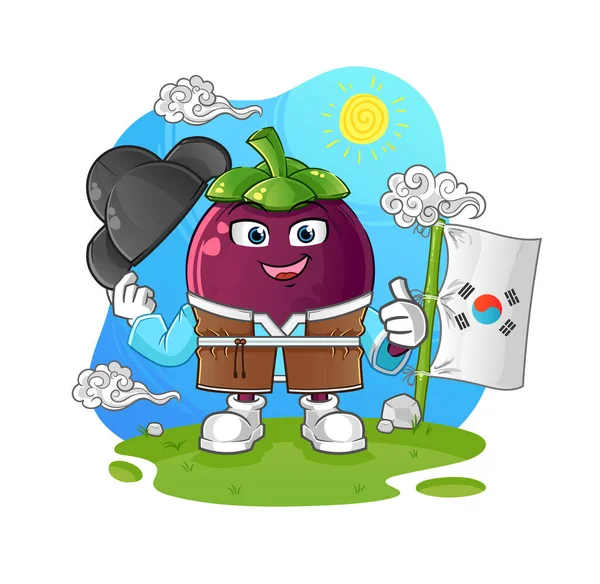 Mangosteen Koreli kültür vektörü. çizgi film karakteri