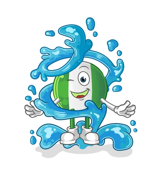 Su maskotlu Nijerya bayrağı. çizgi film vektörü