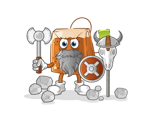 Tea Bag Viking Illustration Character Vector — Stock Vector