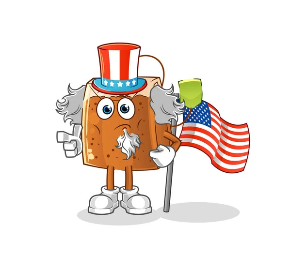 Tea Bag Uncle Sam Character Cartoon Mascot Vector — Stock Vector