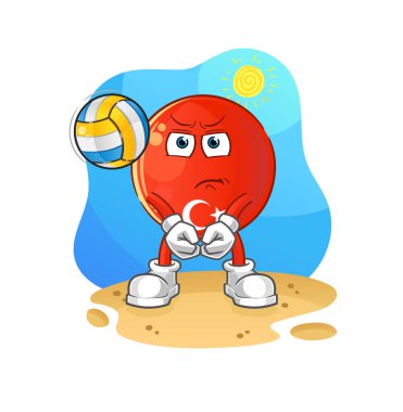 Türk bayrağı voleybol maskotu. çizgi film vektörü