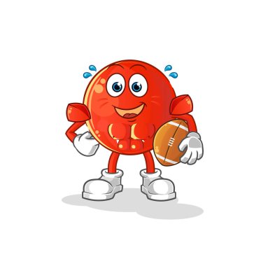 Rugby oynayan Türk bayrağı. çizgi film maskotu vektörü