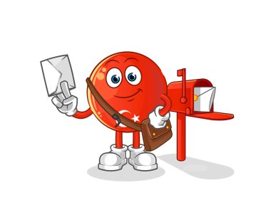 Türk bayrağı postacı vektörü. çizgi film karakteri