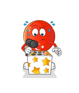 Türk bayrağı, köstebek maskotunu öldürdü. çizgi film vektörü