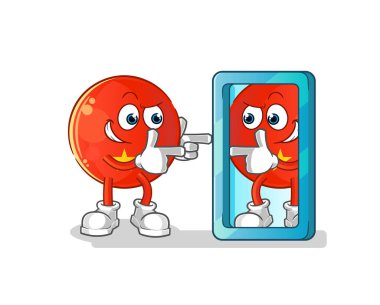 Vietnam bayrağı ayna karikatürüne bakıyor. çizgi film maskotu vektörü