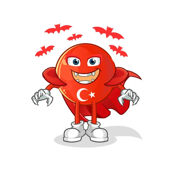 Bandera Turca Ilustración Drácula Vector Carácter — Archivo Imágenes Vectoriales