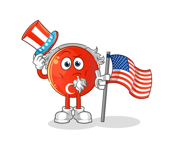 Turkish Flag Uncle Sam Character Cartoon Mascot Vector — Stock Vector