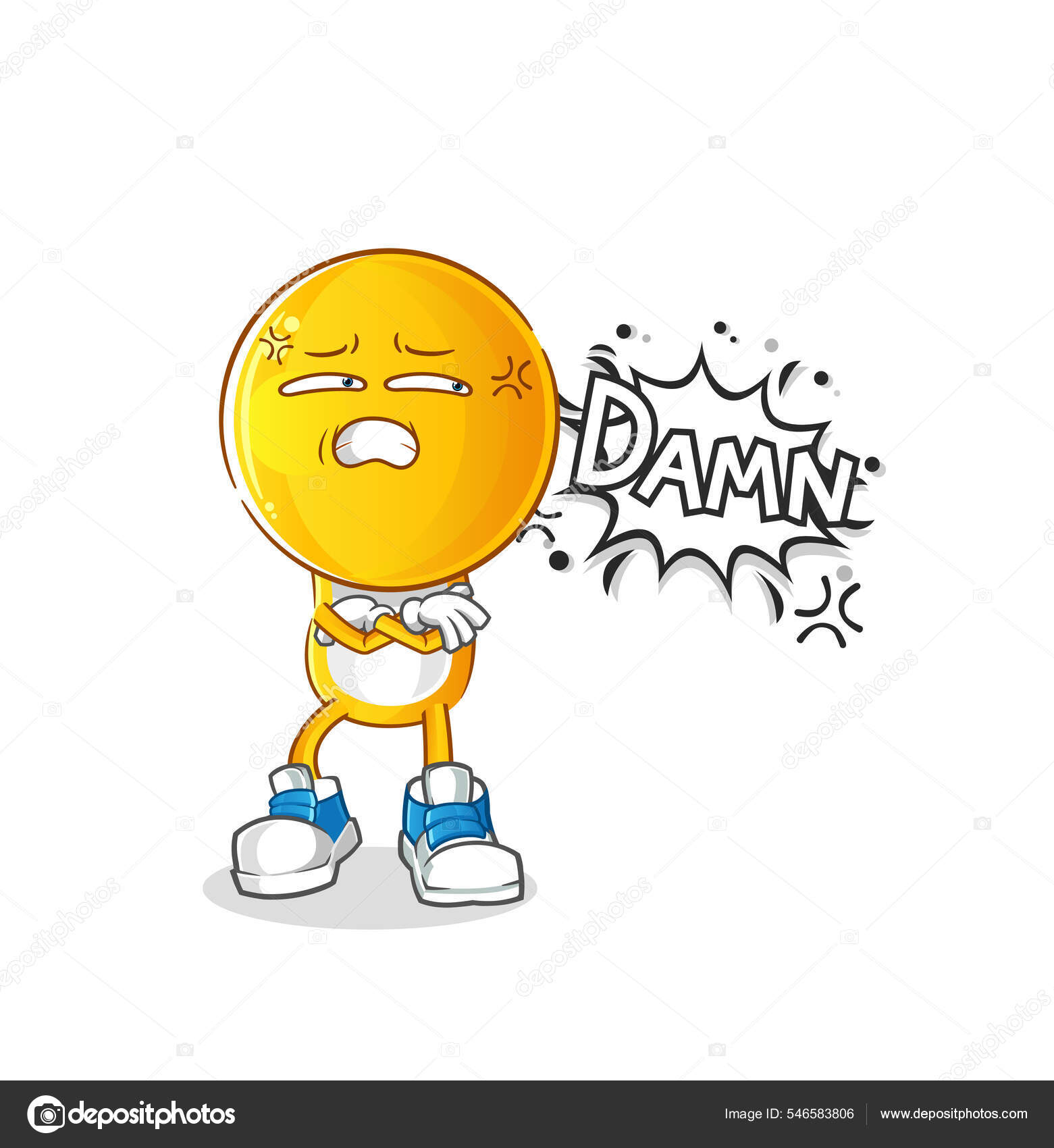 Emoticon Head Cartoon Very Pissed Illustration Character Vector.