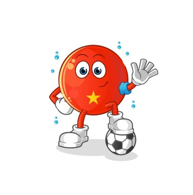 Vietnam bayrağı futbol illüstrasyonu oynuyor. karakter vektörü
